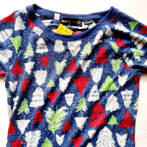 Merry Lane Kids Pajamas Christmas Trees 2 Piece Set Family Shirt Pants Blue XL - Picture 8 of 12